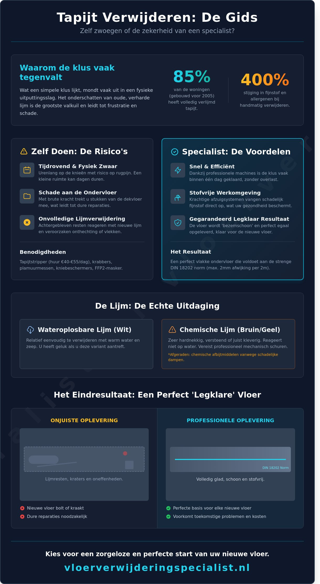 Tapijt verwijderen: De complete gids voor een legklare ondervloer - Infographic